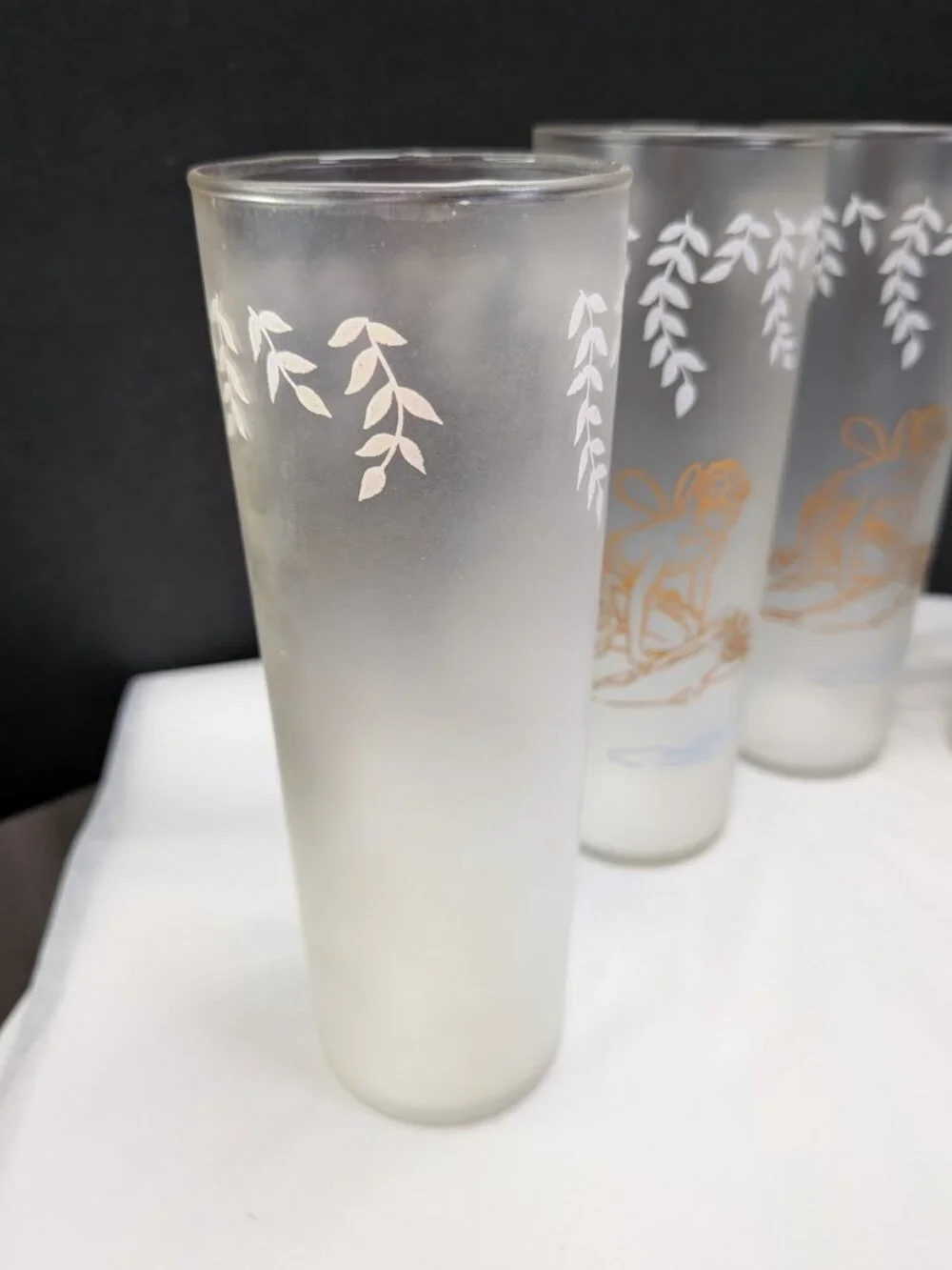 Vintage Libbey White Rock Psyche Fairy Glasses Set 6 Fairycore 50s